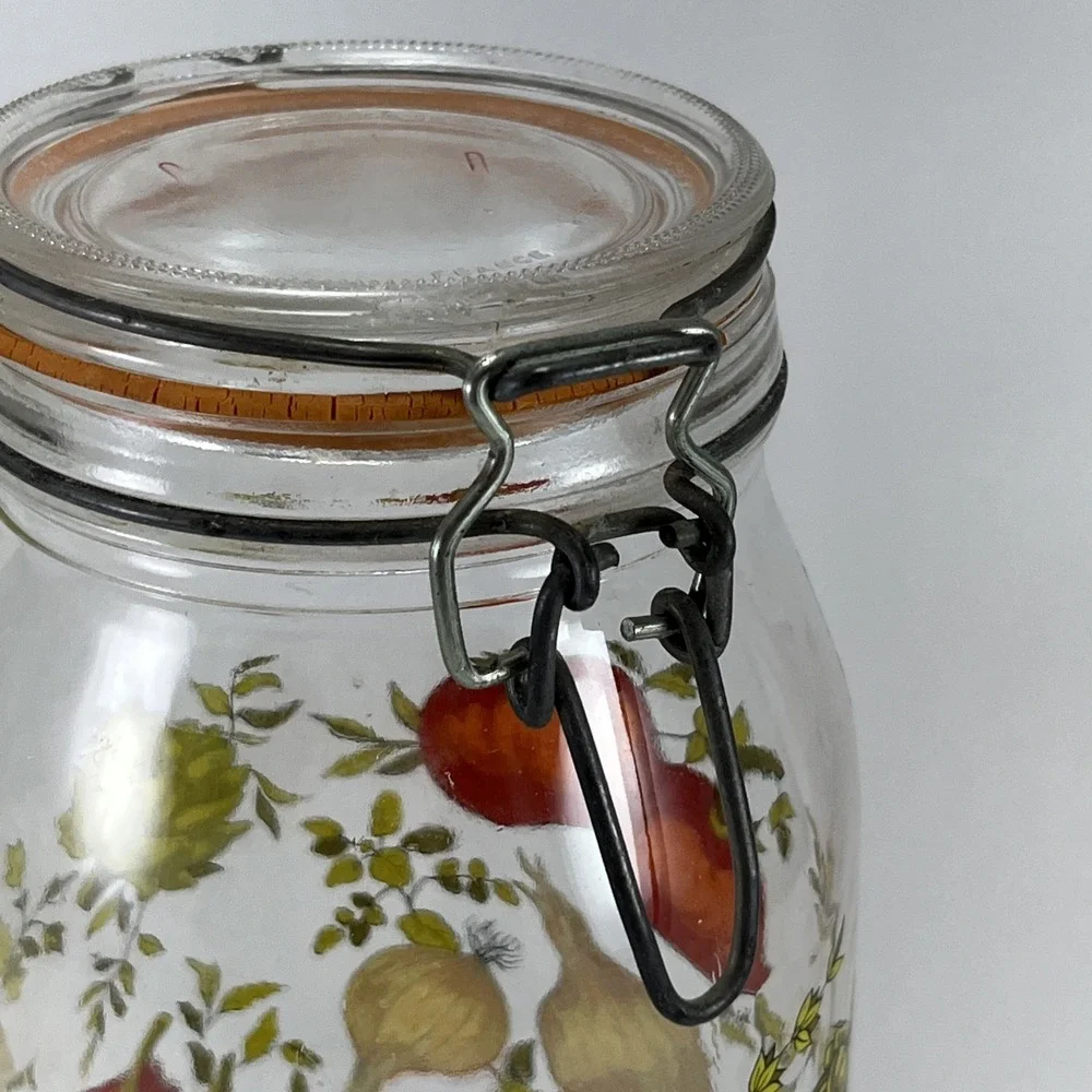 Vintage ARC SPICE of LIFE 2L Glass Jar Canister France Mushroom Cottagecore Boho